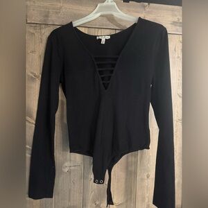 Express Black Strappy V-Neck Bodysuit